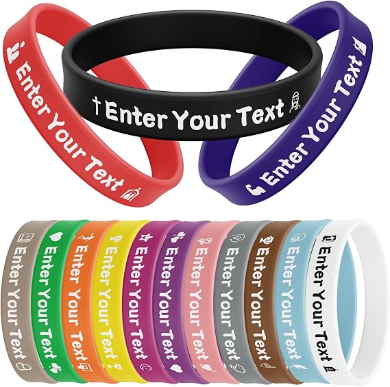 20-5000 Pcs, Custom Rubber Bracelets, Personalized Silicone Rubber Wristbands Bulk Customizable with Text/Logo/Message/Icon, Customize for Men,Women, Motivation Events Awareness Fundraisers Gifts