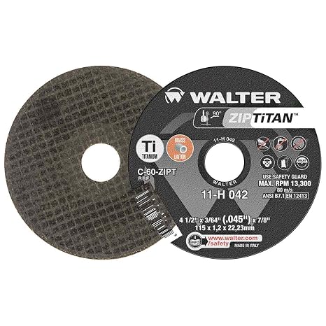 Walter 11H042 4-1/2x3/64x7/8 Zip Titan Brass and Titanium Cut-Off Wheels Type 1 Grit C60, 25 Pack