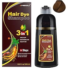 IIIMEIDU Coffee Hair Dye Shampoo 3 in 1 for Gray Hair, Herbal Ingredients Shampoo Hair Dye for Women Men, Grey Coverage 500ml