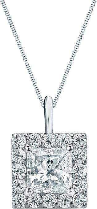 14k Gold Princess-cut Diamond Halo Pendant (1/4-1 1/2 cttw, G-H, SI2-I1)