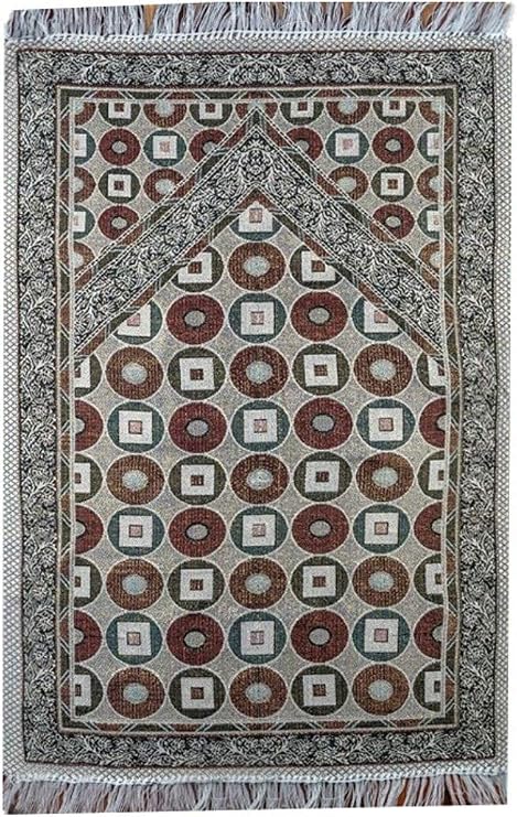 Islamic Thin Janamaz Sajjadah AMN149 Portable Muslim Prayer Mat Sajadah Carpet Chenille Woven Embroidered Rug Travel Namaz Area (Color_02)