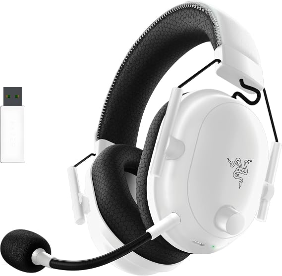 Razer BlackShark V2 Pro (2023) - PC Premium Kablosuz E-Spor Kulaklığı (HyperClear Süper Geniş Bant Mikrofon, TriForce Titanyum 50mm Sürücü, HyperSpeed ​​Kablosuz, 70 Saat Pil) Beyaz