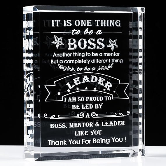 YWHL Best Boss Gifts for Men Women Crystal Office Keepsakes Thank You Farewell Gifts for Boss Lady Mentor Supervisor Leader Retirement Going Away Christmas Birthday Appreciation Boss Day Gift for Boss