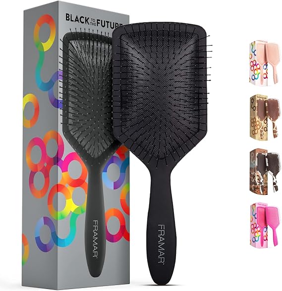 FRAMAR Paddle Hair Brush Women, Wet Hair Brush Detangler - Black