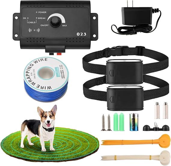 Electronic Pet Fencing System Wireless Electric Dog Fence System Underground/In-ground Electronic Pet Containment System Max. 5000m2 Adjustable Effective with One Battery-operared Training,fo