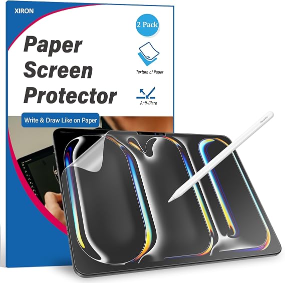 XIRON 2 PACK Paper Screen Protector for iPad Pro 11 inch M4 2024/M5 2025, Matte PET Film Compatible with iPad Pro 11", Write and Draw Like on Paper, Anti-Glare & Anti-Scratch