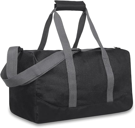 30 Liter, 17 Inch Canvas Duffle Bags for Men and Women Travel Weekender Overnight Carry-On Shoulder Duffel Tote Bags (Black)