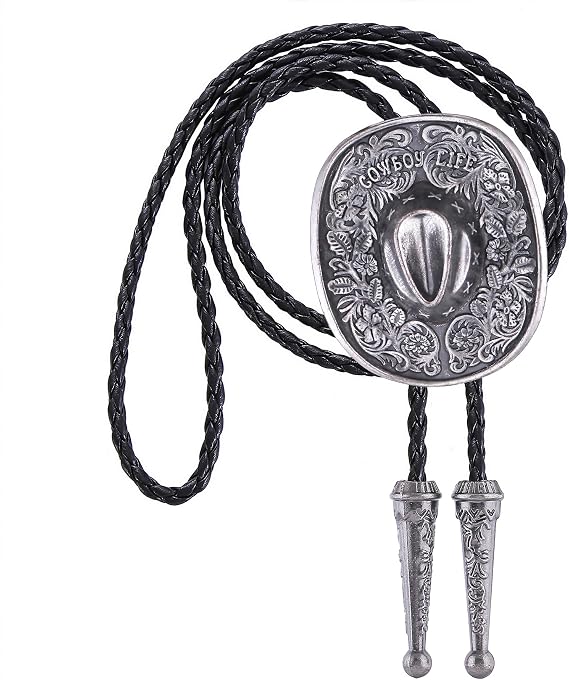GelConnie Native American Bolo Tie Rodeo Cowboy Leather Necktie Western Necklace Costume Accessories for Men,Women