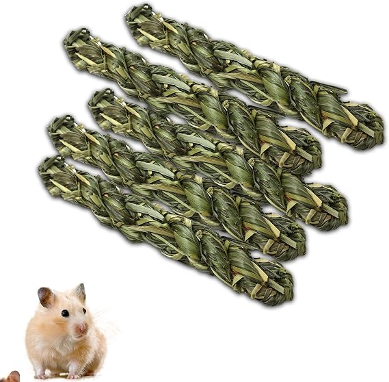 24PCS Timothy Hay Braided Chew Sticks for Small Animals Natural Molar Treats for Hamsters, Guinea Pigs, Rabbits, Chinchillas, Rats Teeth Grinding Toys