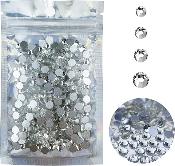 288Pcs SS30 Flatback Rhinestones for Crafts Bulk Clear-Crystals White Craft Gems Jewels Glass Diamonds Stone 6.5mm-Silver Gems for Dance Costumes