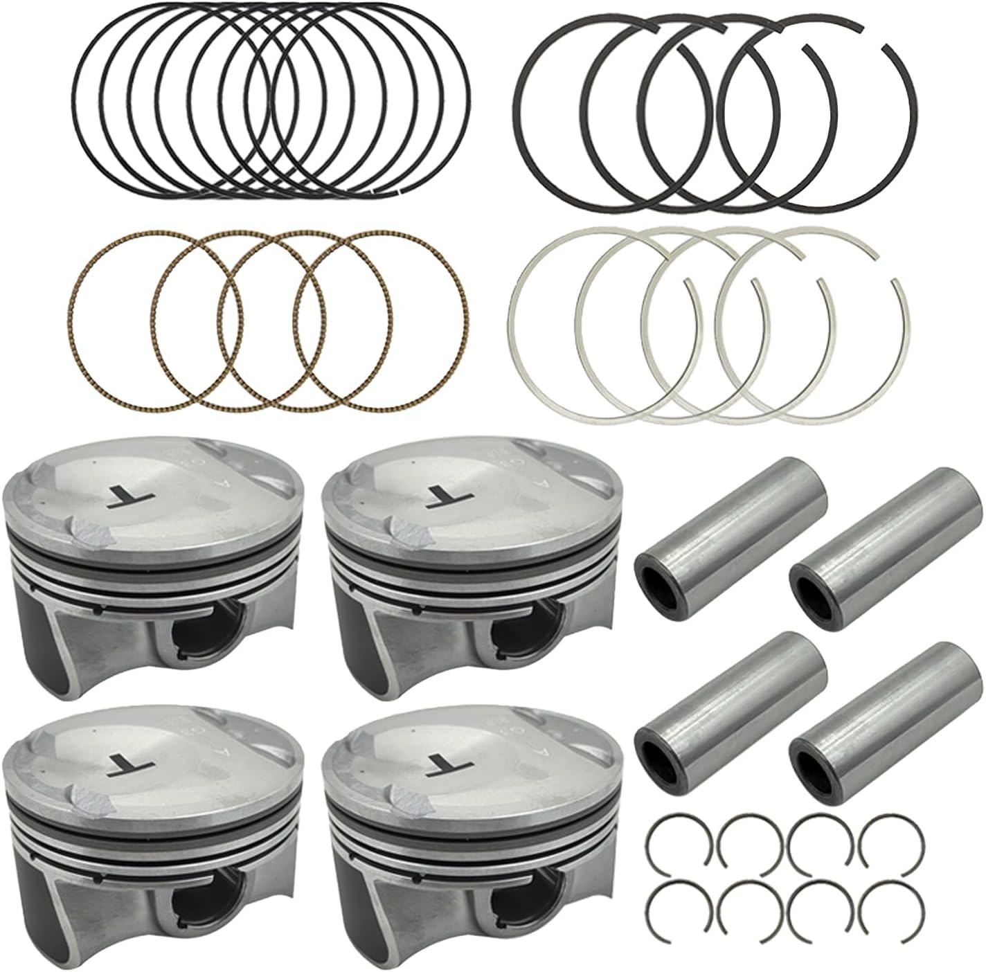 Engine Piston & Piston Rings Kit Standard Fits for Hyundai Kia Genesis Sonata Optima Sorento Santa Fe G70 2.0L TURBO 2016-2021 234102G450, 230402G410