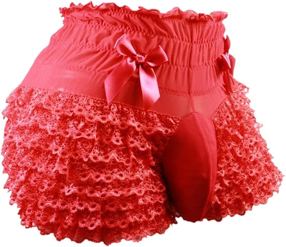 aishani Pouch Panties Men's Lace Ruffle Shorts Bikini Briefs Lingerie Underwear