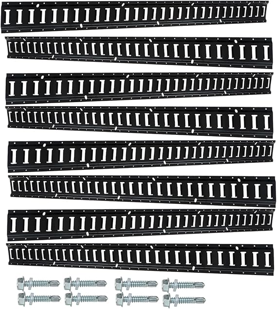 labwork 8PCS Powder Coat Black E Track Tie Down Rail 5Ft Loads Up 2000 lbs