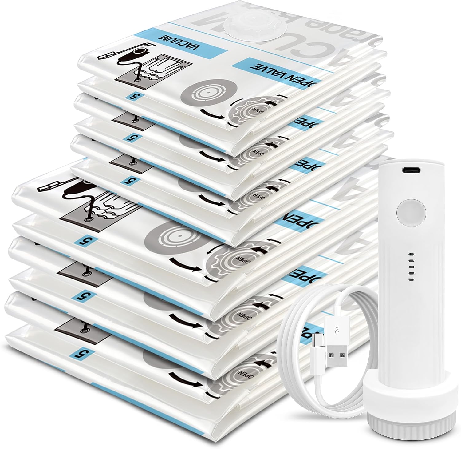 STORAGE MASTER Vacuum Storage Bags, Space Saver Bags 80% More Storage Space, with Electric Pump (12, Combo)