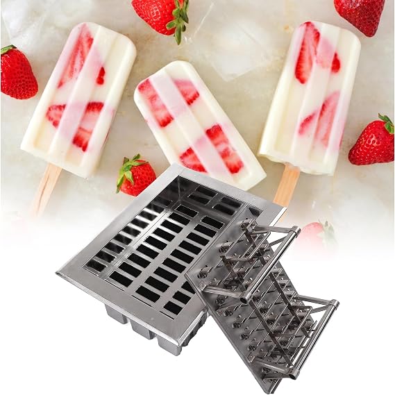 30PCS Commercial Popsicle Mold Stainless Steel Ice Pop Molds Ice Lolly Popsicle Mould Ice Cream Maker Mold with Slot Ice Cream Maker Mold Stick Holder with Lid Single Cup Capacity