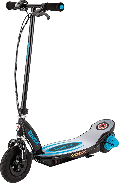 Razor Power Core E100 Electric Scooter for Kids Ages 8+ 100w Hub Motor, 8" Pneumatic Tire, Up to 11 mph and 60 min Ride Time, for Riders up to 120 lbs