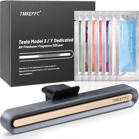 Tesla Model 3 Y Air Freshener, Car Vent Diffuser with 6 Scent Sticks | Tesla Model 3 Y vent air freshener with 6 scented sticks, 2 refill sticks and passive fragrance diffusion.