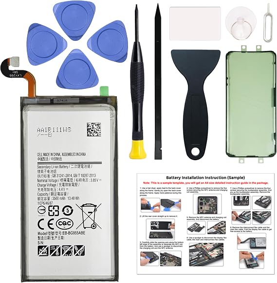 New Cellphone Battery Compatible with Samsung Galaxy S8 Plus, with Repair Tools & Guide