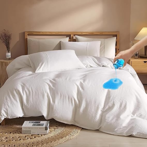 WYFKYMXX Waterproof Duvet Cover Washable&Reusable Breathable White Incontinence Duvet Protector Cover with Zipper Closure (Cal King)