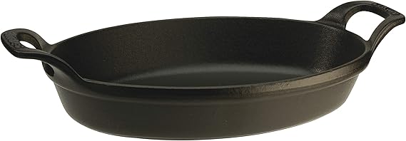 Staub 40509-341 Oval Stackable Dish, Black, 11.0 inches 28 cm, Enameled Iron