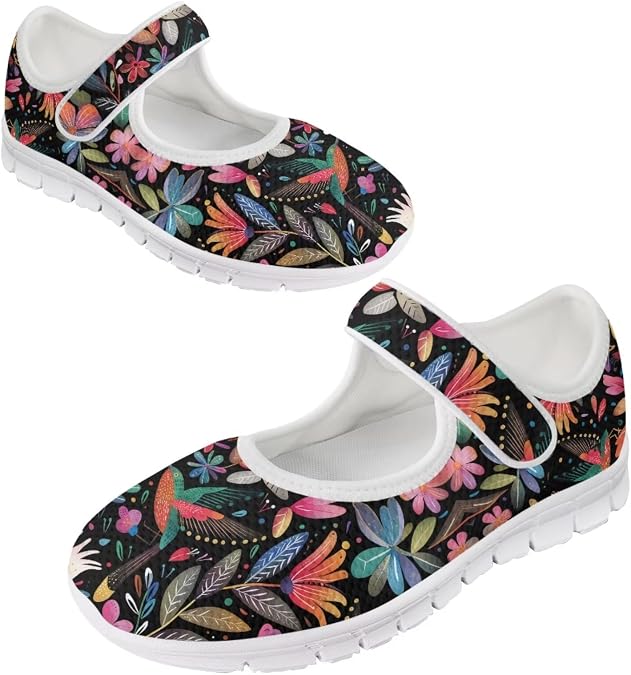 JoyLamoria Womens Breathable Walking Shoes Trainer Sport Sneakers Adjustable Flats,Tropical Sloth Palm Leaves Print