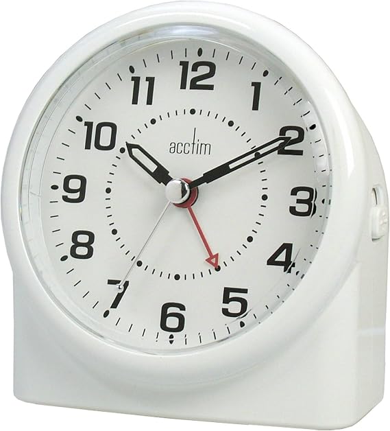 Acctim Alarm, Analog, Analogue, Bedside Clock, White, 7.5 x 11.2 x 12 cm