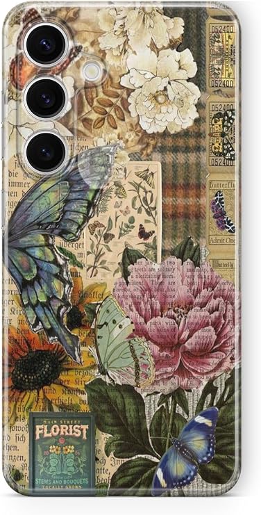 Multitronic Samsung Galaxy A55 Uyumlu Florist Kolaj Tasarım Baskılı Şeffaf Kılıf