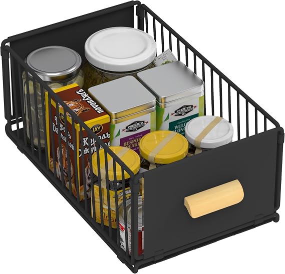 Pull out Cabinet Organizer Fixed with Adhesive Nano Film, Simple Pull Out Cabinet Sliding Basket, Slide Out Drawers For Kitchen Cabinets, Bathroom Pantry, Cabinet Pull Out Shelves 12.2W"X 17.3D"X6.2"H