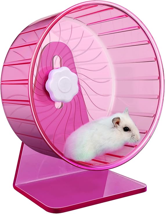 Super Silent Hamster Exercise Wheels,Silent Hamster Wheel,Adjustable Stand Hamsters Exercise Wheels,Quiet Rat Wheel,Quiet Running Wheel for Dwarf,Hamsters and Other Small Animals (Φ 5.5 inch, Pink)