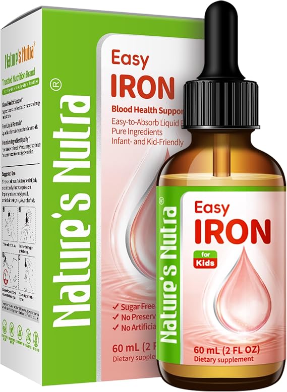 Nature's Nutra Easy Iron, Premium Liquid Iron for Baby, Infant, Kids and Children, Ferrochel, Anemia, Hemoglobin, Non-GMO, Kosher, 2 Fl. Oz (60ml)