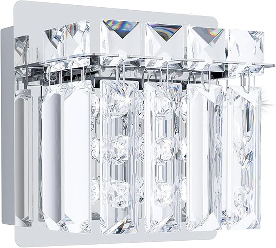 EGLO Fuetescusa 1-Light LED Wall Light - Chrome Finish - Clear Prisms