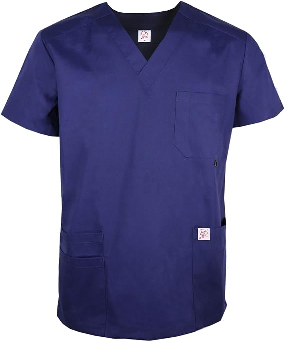 Mens Functional Scrub Tunic Top with 4 Pockets