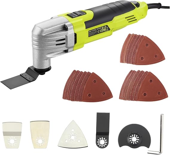 DEWINNER Oscillating Tools, 6 Variable Speeds 0-23000RPM Multi-Tool 300W, Accessories with Multi-Function Attachment Blades