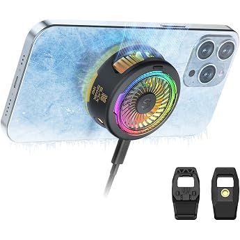 Black Shark FunCooler 5 Magnetic Phone Cooler for Gaming Portable Mobile Phone Cooler with RGB Lighting Mobile Phone Cooling Fan for iPhone Magnetic Series/Android/Tablet/iPad Black