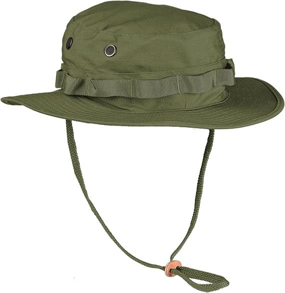 Mil-Tec Unisex Cotton Ripstop Boonie Hat - Durable Lightweight Tactical Outdoor Vented Wide Brim Hat w/Adjustable Chin Strap
