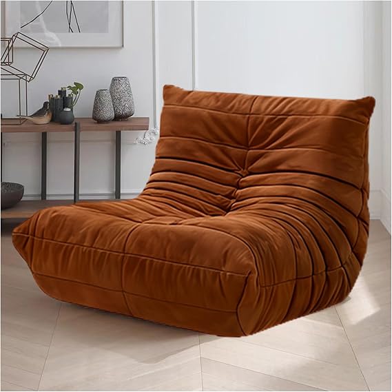 Sofa One Seater Togo Sofa Floor Sofa Chair Large Suede Foam Filled Wide Seating Relaxing Ergonomic Suitable for Single Living Multiple Colors Available Dark Brown