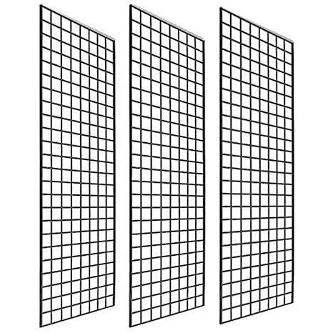 Only Garment Racks #1900B (Box of 3) Grid Panel for Retail Display - Perfect Metal Grid for Any Retail Display, 2'x 6', 3 Grids Per Carton (Black Finish)