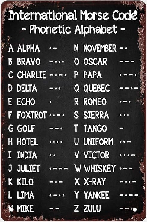 Metal Signs International Morse Code Retro Tin Poster Home Decor Plaque Phonetic Alphabet Room Wall Decor Gift For Women Men 8x12 Inch Plaque Tin Sign