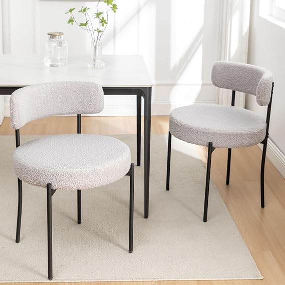 Riknuxi Boucle Dining Chairs Set of 2, Upholstered Dining Room Chairs