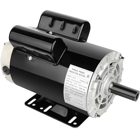 5HP Air Compressor Motor Single Phase Electric Motor 3450RPM 208V-230V 7/8" Shaft Diameter, CCW 56HZ Frame, 2Pole