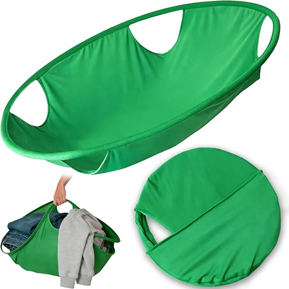 JoyPlus Large 26" Collapsible Laundry Basket, Foldable Laundry Hamper,Laundry Dryer Helper,Collapsible Laundry Basket & Clothes Grabber for Space Saving,Efficient Dryer Laundry Collector(Green, Large)