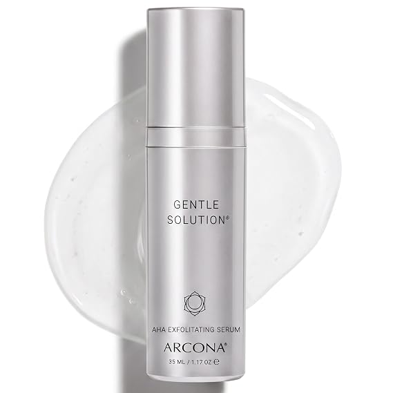 ARCONA Gentle Solution Serum Exfoliant - 4% Glycolic, 3% Lactic Acids, Algae, Witch Hazel + Honeysuckle Gently Exfoliate + Hydrate Skin 1.17oz. Made In The USA