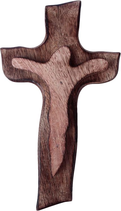 ETROVES Handmade Wooden Cross for Wall Hanging and Prayer Decor, 10", Brown