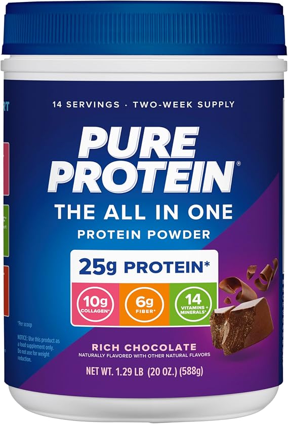 Pure Protein All-in-One Powder, Rich Chocolate, No Added Sugar, Non-GMO