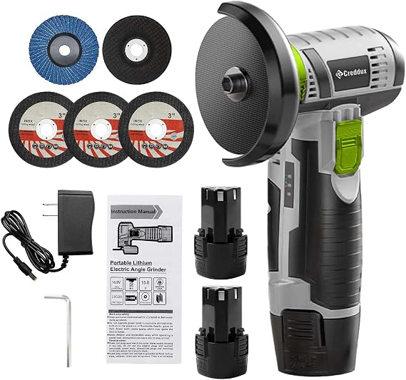Cordless Angle Grinder, 3 Inch Mini Angle Grinder Tool With 2pcs 16.8V 2000mAh Batteries and 5 Grinding Wheel,19500rpm Metal Grinders for Cutting, Grinding and Polishing Gray
