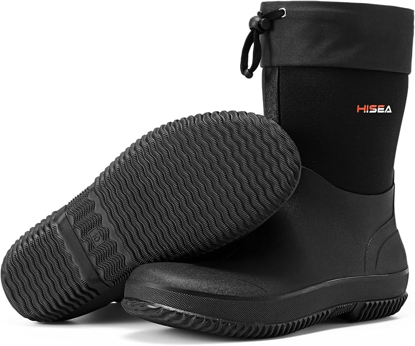 HISEA Garden Boots for Men Waterproof Neoprene Rubber Rain Shoes