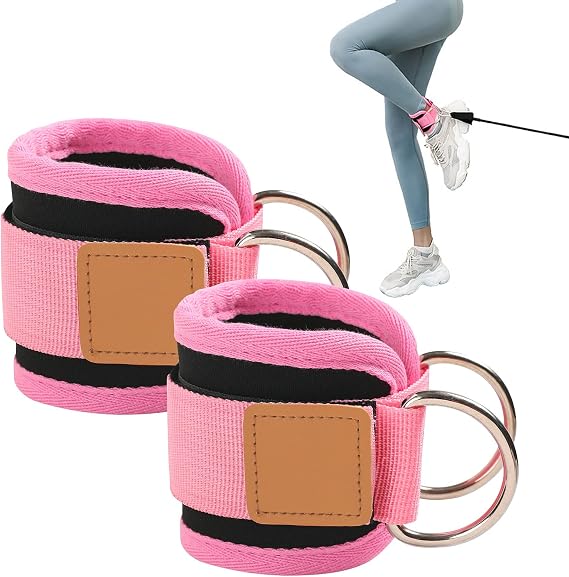 Ankle Weights Training Adjustable Ankle Wrist Weighted Foot Weight Belt Cable Machine Attachment Double D Ring Ankle Cuff Strap Fitness 2 Pcs