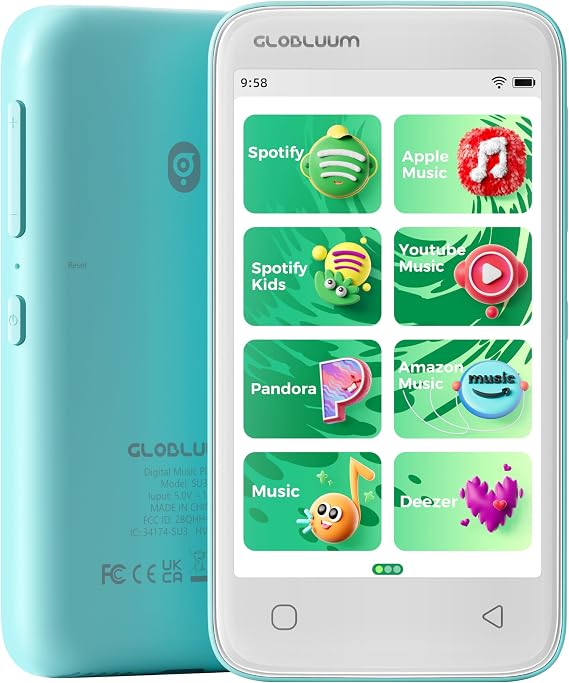 80GB MP3 Player for Kids, Parental Controls, Supports Spotify Kids, Audible, LibriVox, and Kindle:Safe Android MP4 Player Gift with 4" Touchscreen, WiFi and Bluetooth(Blue)