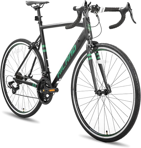 HILAND Road Bike, Shimano 14 Speed Gears, 700C, Ultra Lightweight Aluminum Frame, Caliper Brake, Drop Handle, Work or School, Street Riding