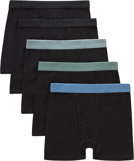 Hanes Boys' Originals Ultimate SuperSoft Boxer Brief Underwear, Assorted, 5-Pack